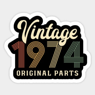 Vintage 1974 Original Parts 50th Retro Birthday Gift Sticker